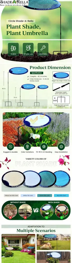 Circle Shade-A-Rella plant shade Plant Umbrella Choose your size Shade Device