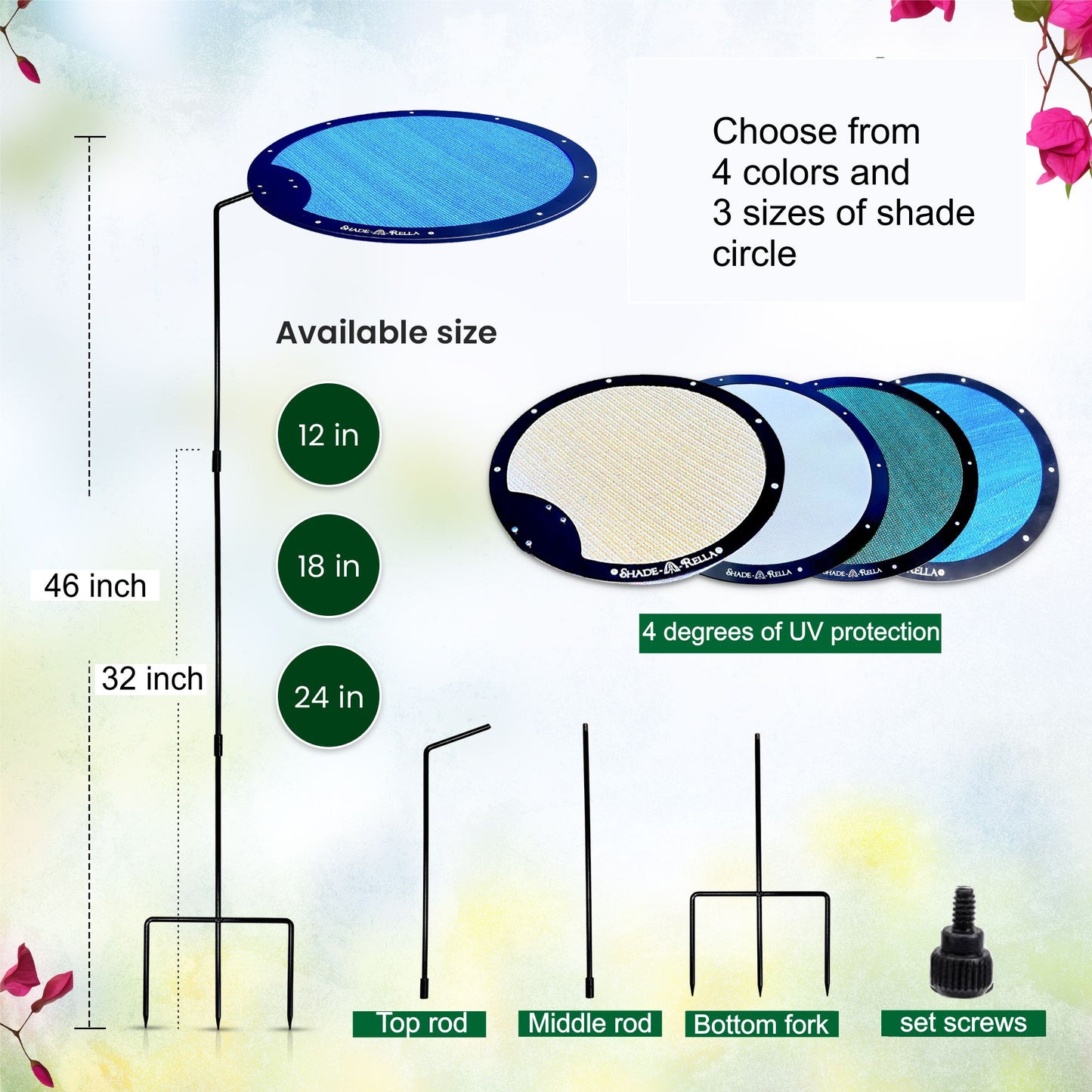 Circle Shade-A-Rella, plant shade, Plant Umbrella, Choose your size