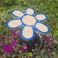 7.5 inch Flower, Blue with yellow/tan 86% shade cloth, plant shade
