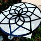 24" Mandala design, Black frame with white 70% shade cloth, plant shade
