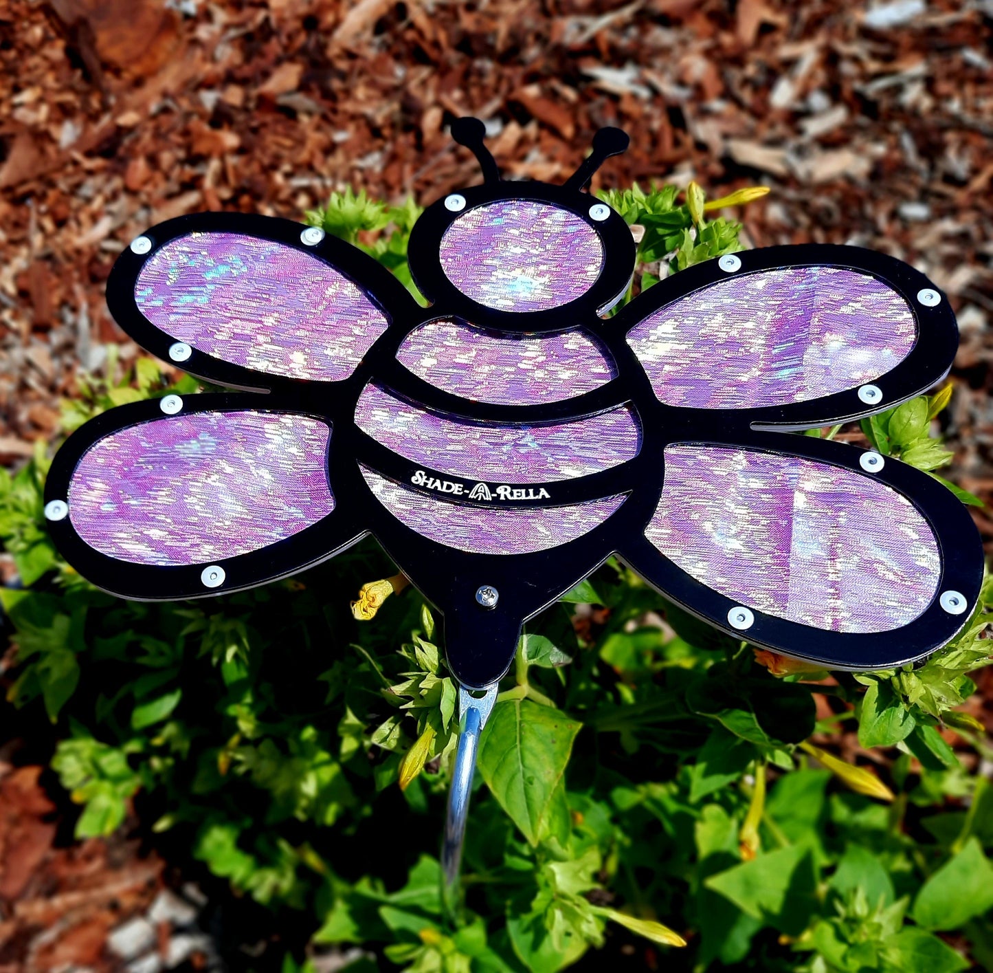 10 inch small Pink Shimmer Bee Shade-a-rella Shade Cloth Holder 100% shade