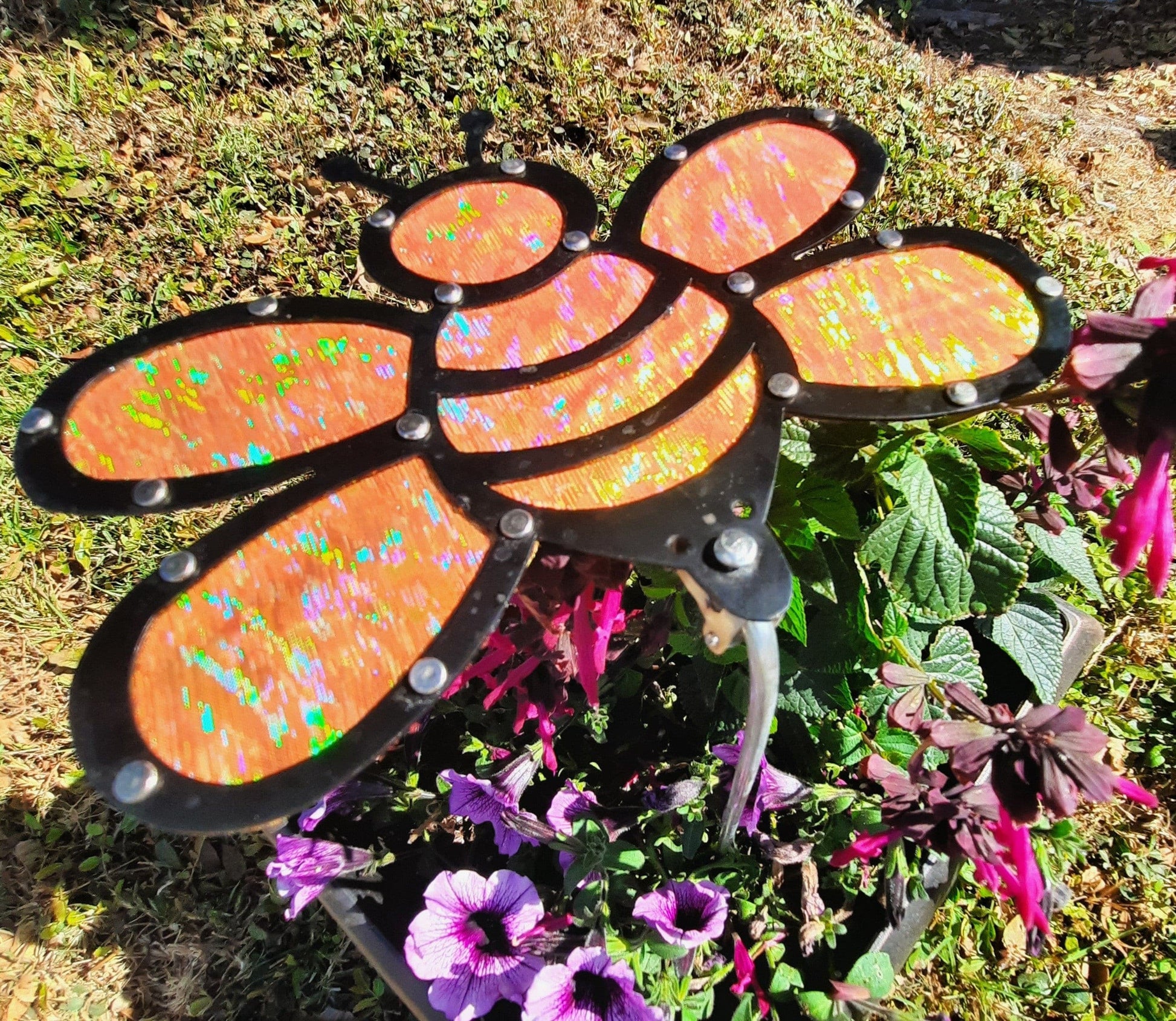 8 inch Bee with Orange shimmer cloth, shade cloth holder.