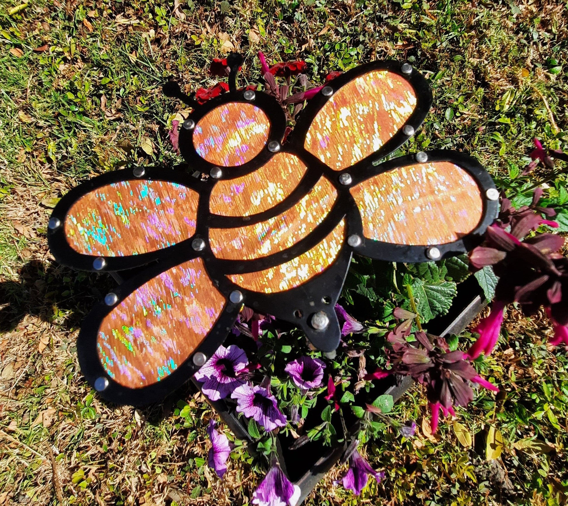8 inch Bee with Orange shimmer cloth, shade cloth holder.