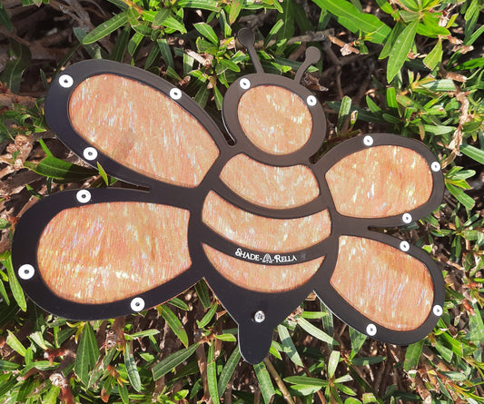 10 inch small Bee with Orange shimmer cloth, 100% shade cloth holder Halloween bee!
